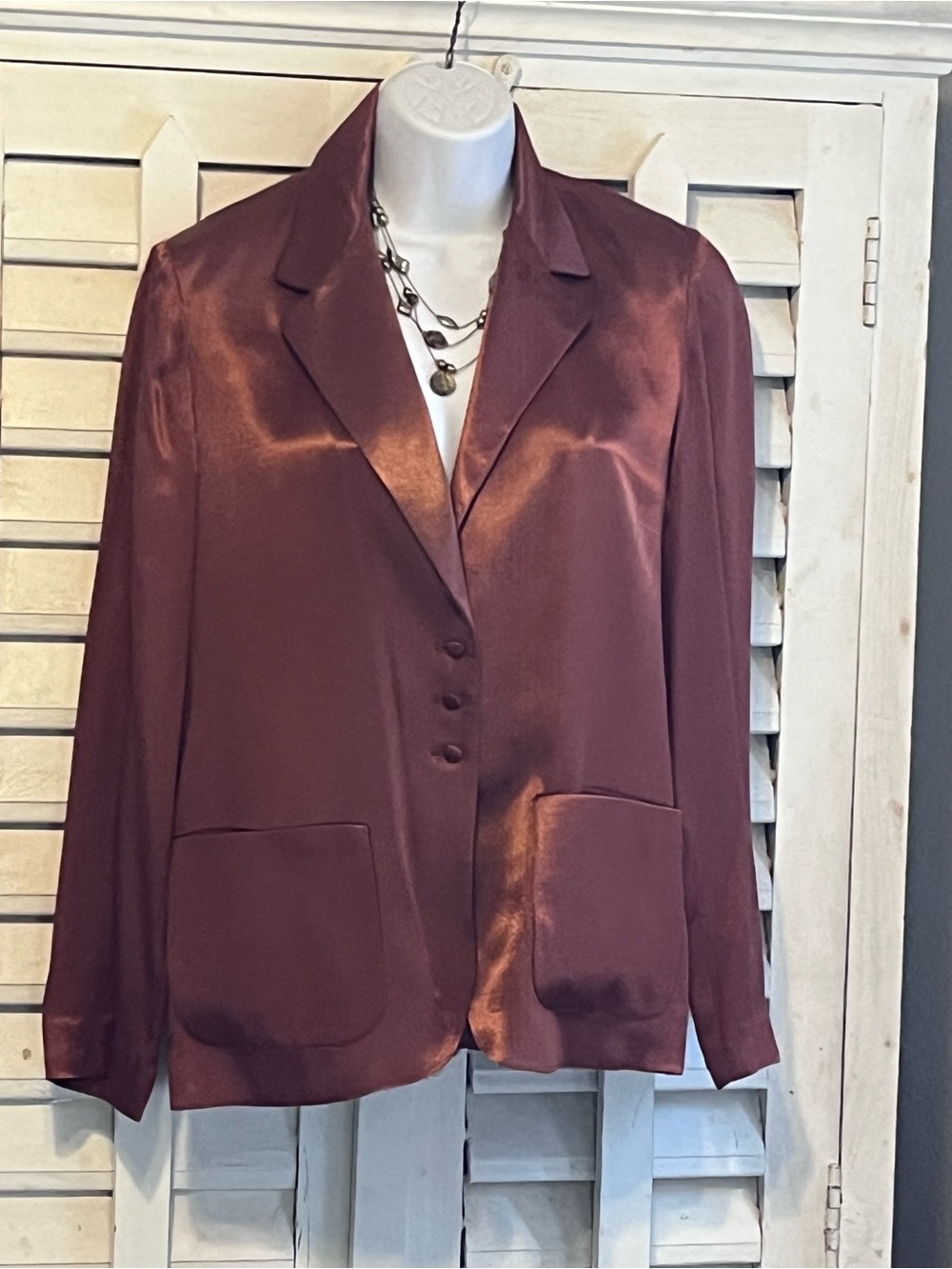 Prophecy Satin Bronze Single-Breasted Blazer Jacket Size 8